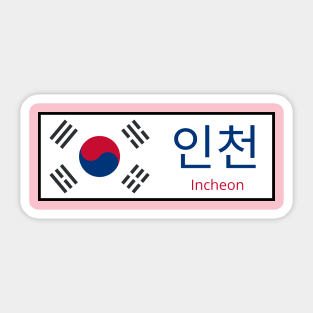 Incheon City in South Korean Flag written in Hangul Sticker